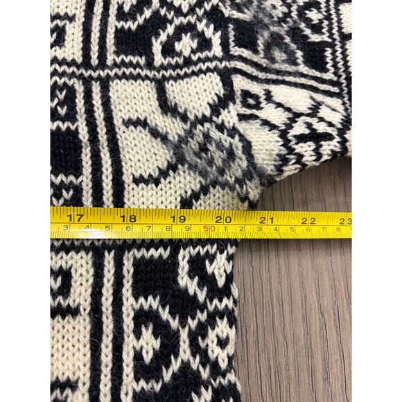 Gjendin Norwegian Hand Knit Pure Wool Sweater Black White Medium - Picture 5 of 8